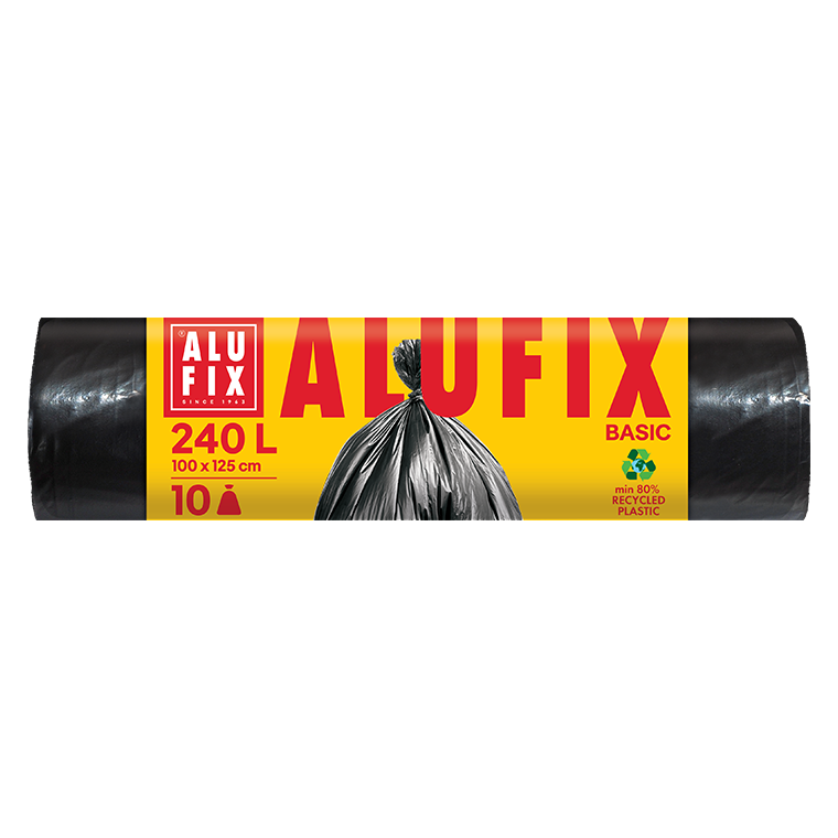 ALUFIX Garbage bags Economy 240L/10buc, HDPE 100x125cm, negri